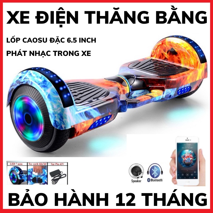 Xe Điện Cân Bằng Cao Cấp Smart Balance Wheel - 6.5 Inch , Kết nối Bluetooth -Tặng Kèm Tay Cầm