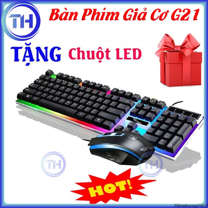 Tặng Kèm Chuột LED - Bàn Phím Giả Cơ GAMING G21 104 Phím Led Gõ Nhạy , Bàn phím máy tính gaming mini