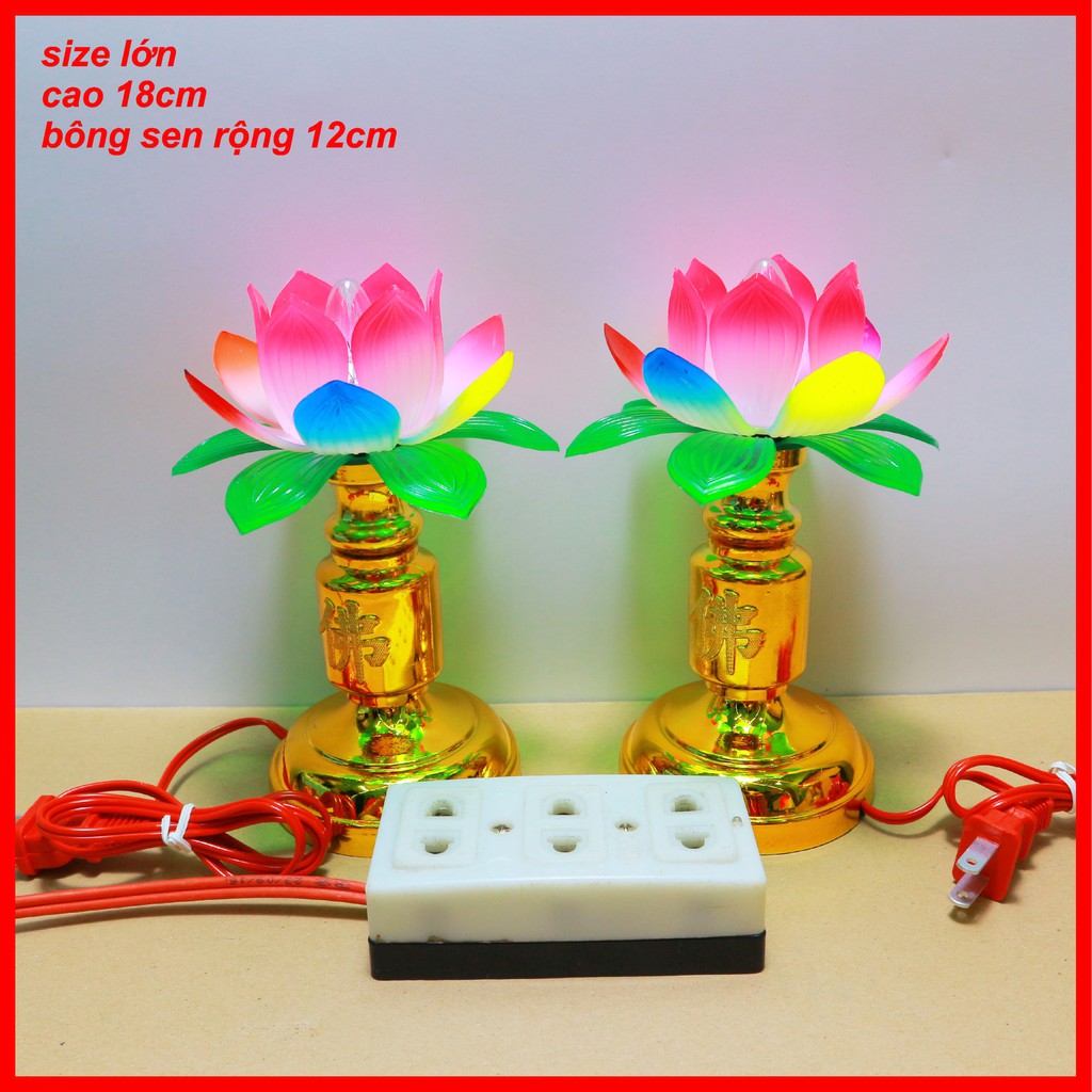 Đèn thờ cúng hoa sen lớn, đèn để bàn thờ, đèn thờ phật, đèn hoa sen, đèn thờ thổ địa - đèn thờ - đèn thờ