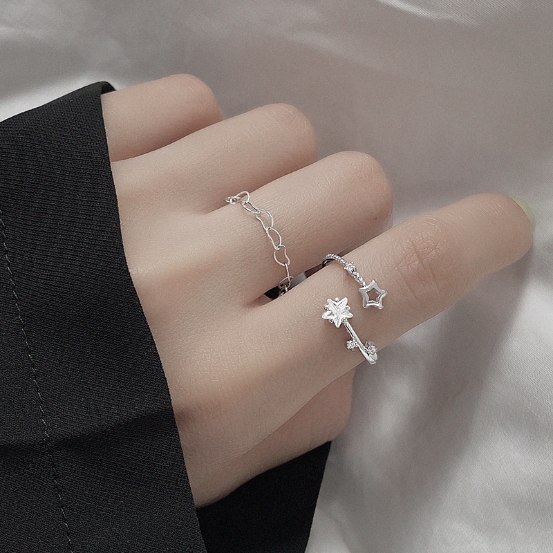 Nhẫn hở có thể điều chỉnh hình sao băng đính kim cương giả đơn giản dành cho nữ