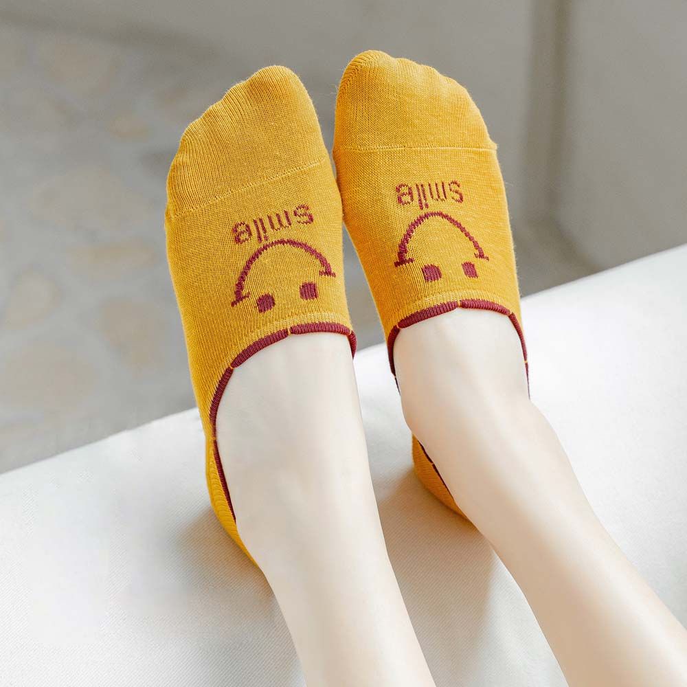 Vớ cổ thấp chống trượt thoải mái họa tiết mặt cười dễ thương tùy chọn màu sắc cho nữ