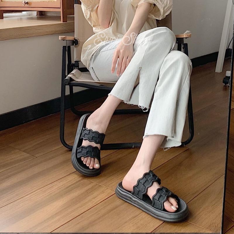 Oeggeo shop Dép Đế Dày Phẳng Hình Gấu Bánh Quy Cho Nữ
