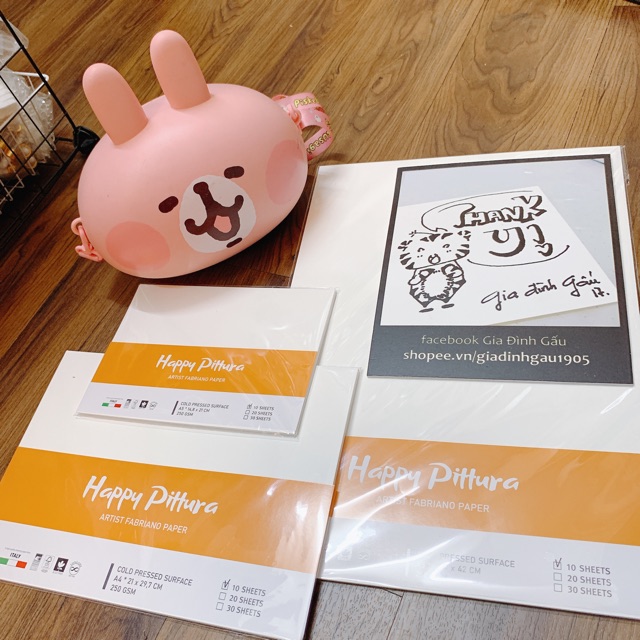 Giấy vẽ màu nước, đã chất liệu Happy Pittura 250gsm 🐻🌸
