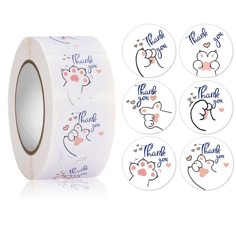 Cuộn 500 Nhãn Dán In Chữ Thank You Dùng Trang Trí Quà Tặng Diy