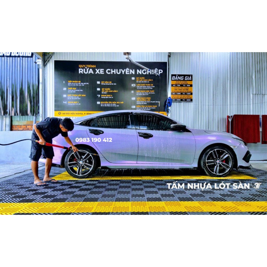 Tấm nhựa dẻo chịu lực, lót sàn rửa xe cho gara ô tô / trung tâm chăm sóc xe ô tô - KT 40x40x2.3cm