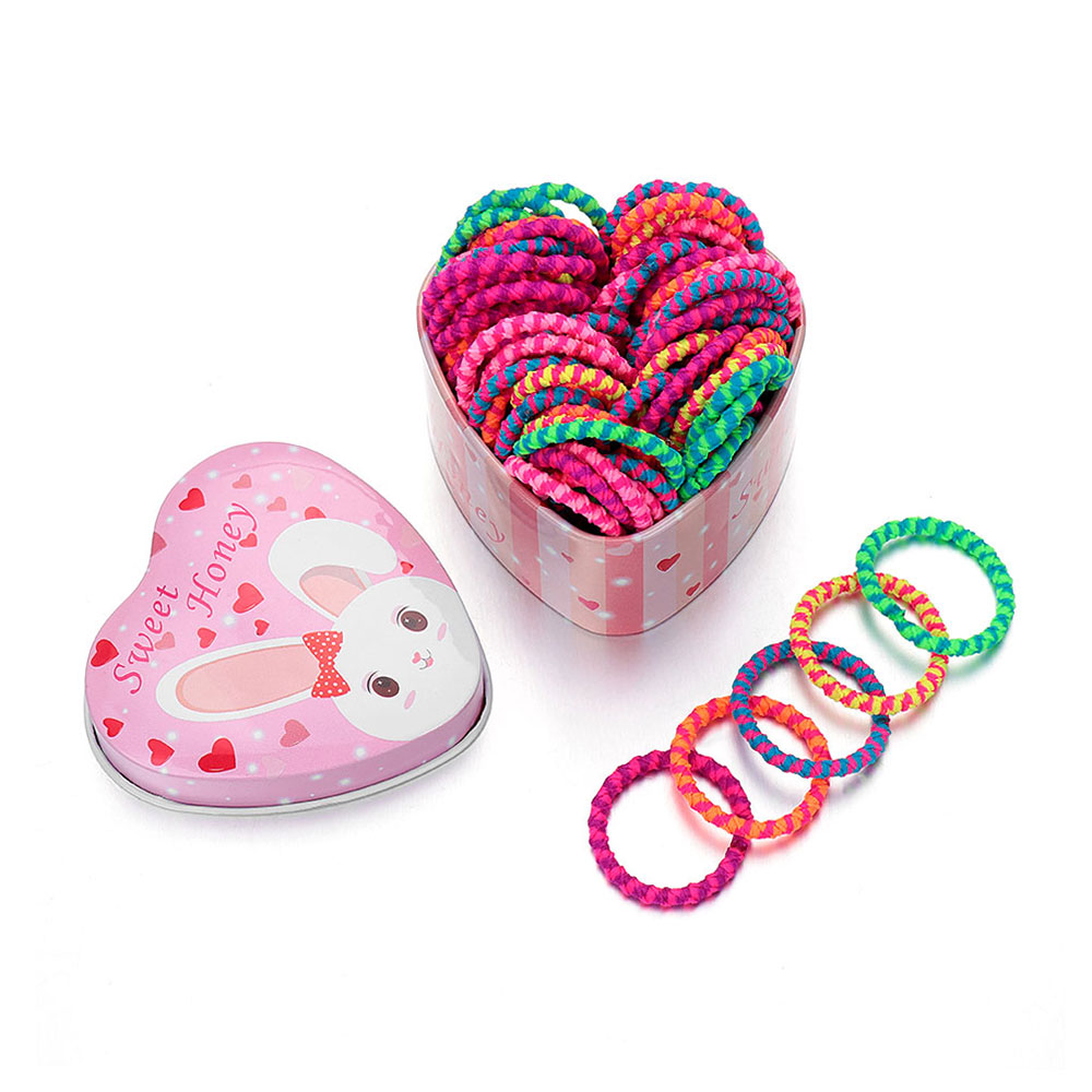 (Hàng Mới Về) Hộp 50 Dây Chun Buộc Tóc Nhiều Màu Sắc Xinh Xắn