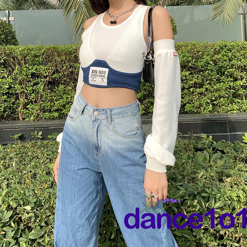 Áo Crop Top Dệt Kim Cổ Xẻ Sâu Gợi Cảm Cho Nữ