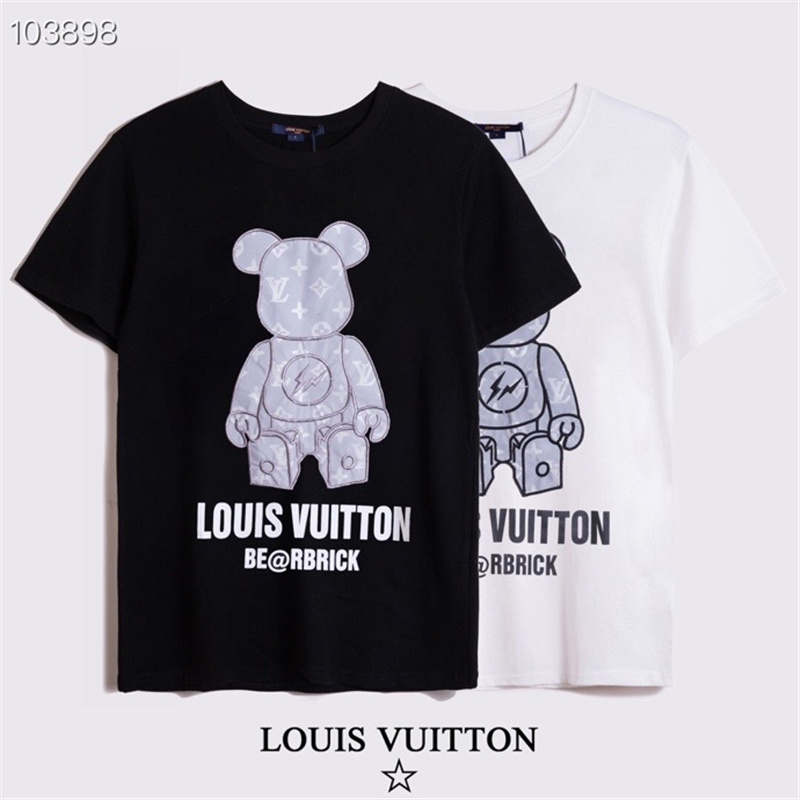 Áo thun ngắn tay cổ tròn in hình gấu phản quang LV thời trang cho cặp đôi mã 2262