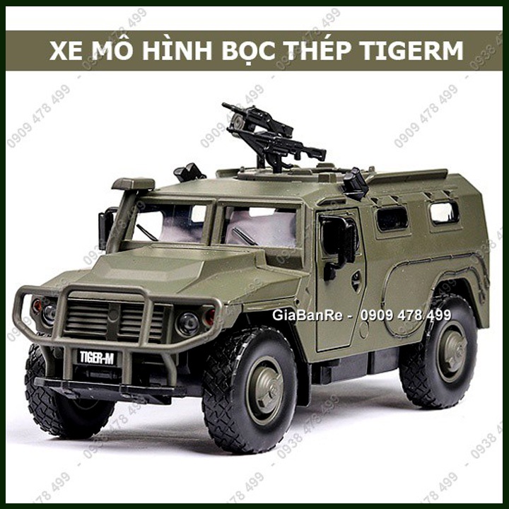 MÔ HÌNH KIM LOẠI XE QUÂN SỰ TIGER M BỌC THÉP TUẦN TRA HẠNG NẶNG TỈ LỆ 1:32 - NGA - XANH - 9990.1