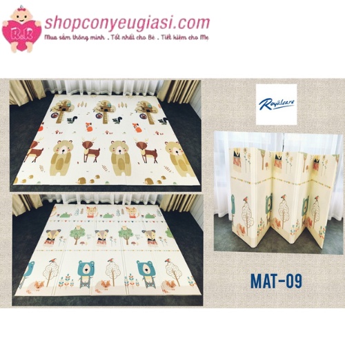 Thảm xốp XPE Royalcare phủ silicon chống thấm nước gấp gọn 2 mặt họa tiết đáng yêu cho bé chống lạnh mùa đô