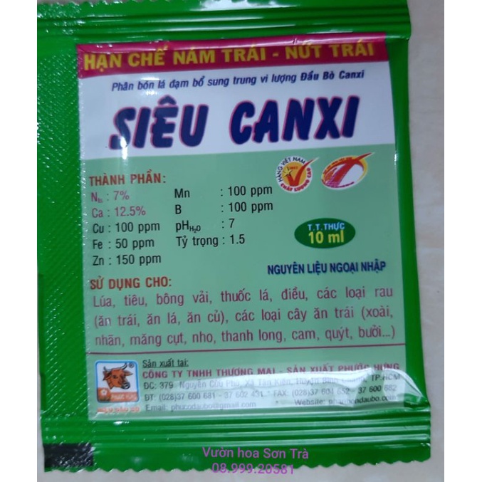 Phân bón lá SIÊU CANXI hạn chế NỨT TRÁI, RỤNG HOA.