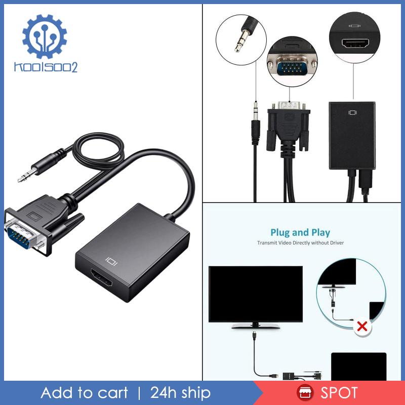 Bộ Chuyển Đổi VGA Sang HDMI 2 Màu Đen Cho Máy Tính Để Bàn Chromebook