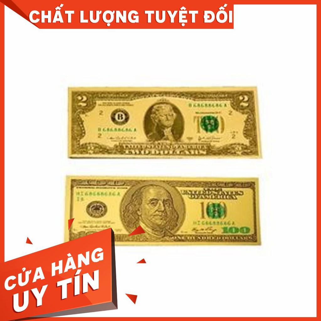 Bộ 1 tờ tiền usd mạ vàng 2 đô la