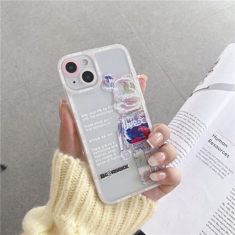 Ốp lưng iphone trong Bear Bric-k có viền bảo vệ cam 6/6s/6plus/6splus/7plus/8plus/x/xsmax/11/11promax/12/12pro/12promax
