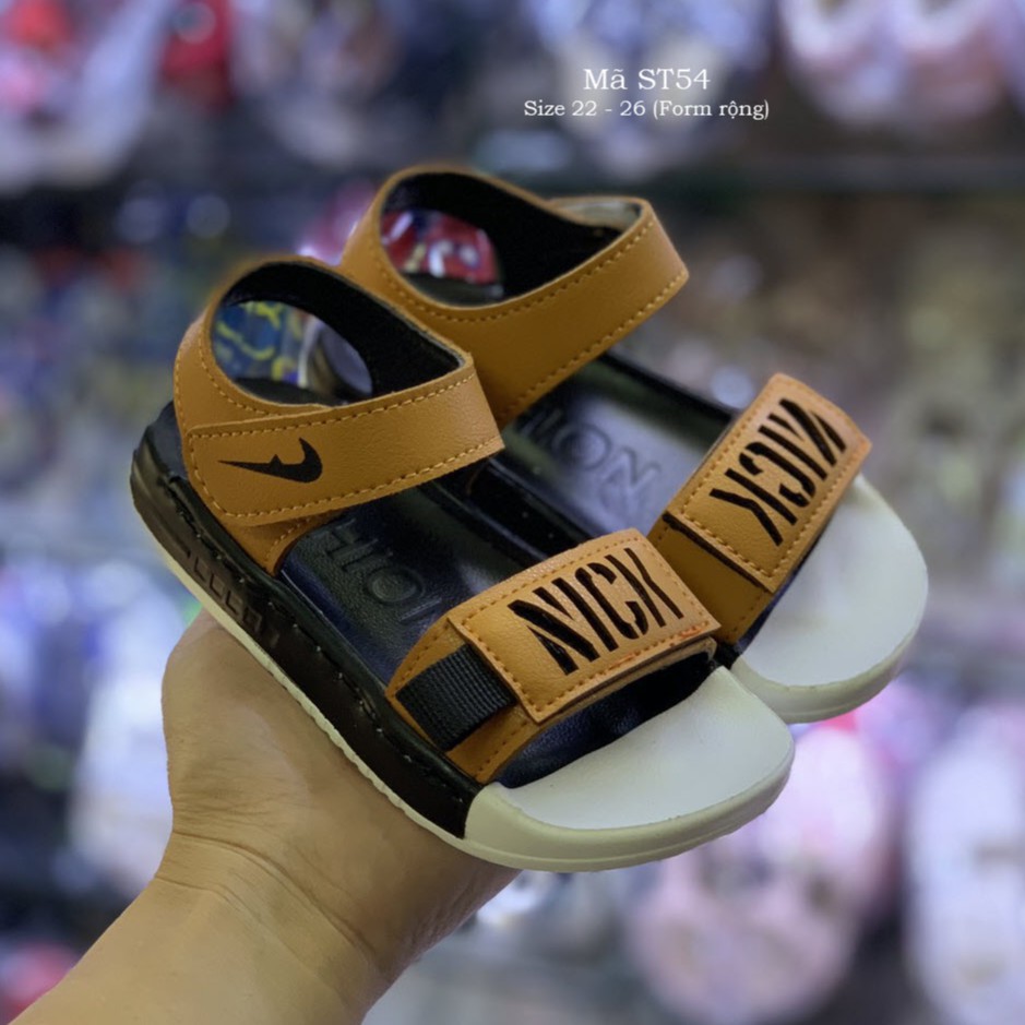 sandal nick bé trai 2 - 4 tuổi siêu nhẹ - dép quai hậu bé trai nâu da bò thời trang đi học đi biển mùa hè ST54