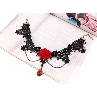 Vòng cổ Choker ren hoa hồng
