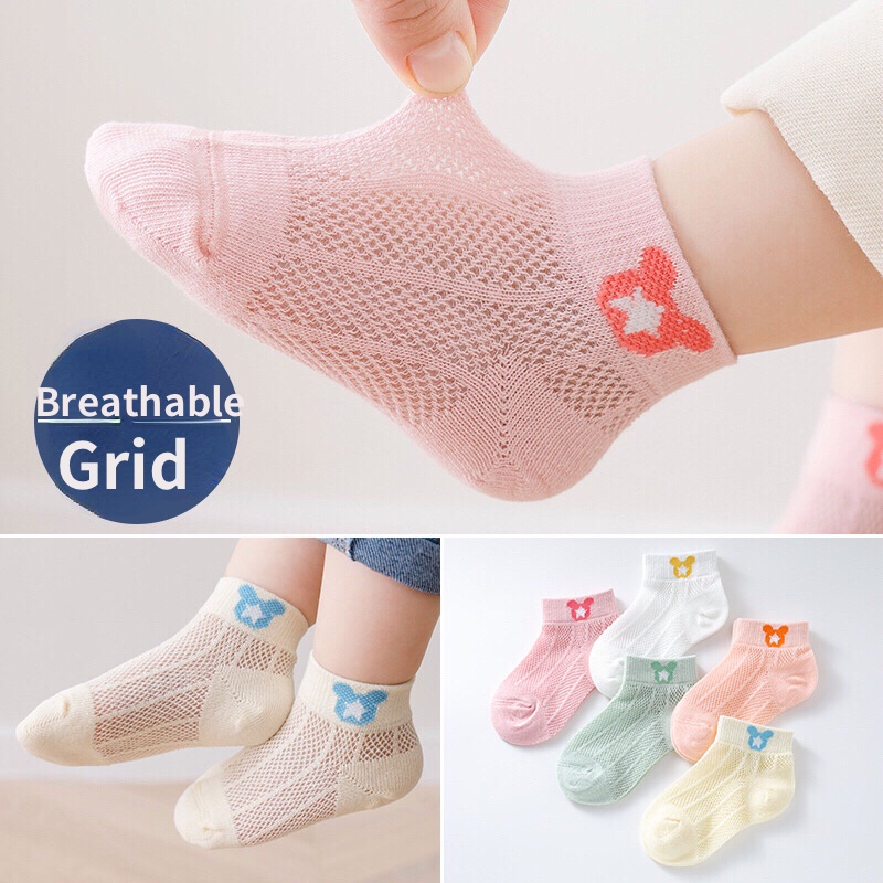 Set 5 Đôi Vớ Cotton Mỏng Họa Tiết Hoạt Hình Dễ Thương Cho Bé