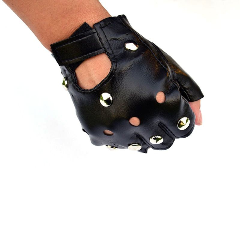 Găng tay giả da hở ngón trang trí lỗ nhảy đường phố cho nam