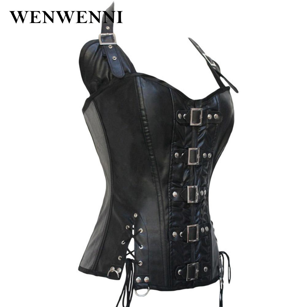 Áo Corset Da Pu Màu Đen Phong Cách Vintage | BigBuy360 - bigbuy360.vn