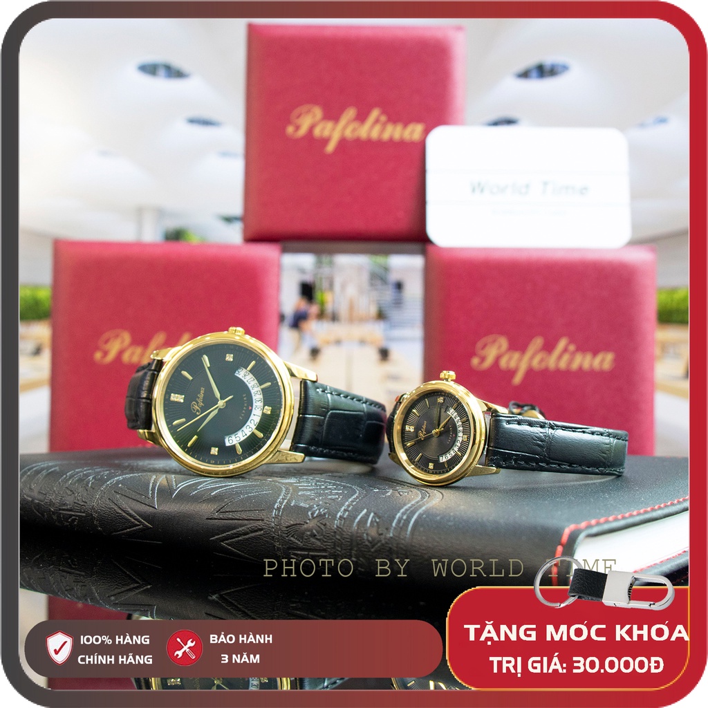 Đồng Hồ Đôi, đồng hồ dây da pafolina 5039m  [ Chính Hãng Full Box ] Sapphire Chống Xước , Chống Nước
