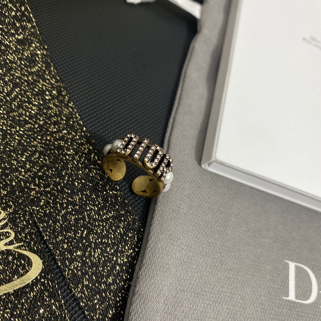 Nhẫn Đeo Tay Dior Xi Mạ Vàng / Bạc 925 Có Chữ Phong Cách Hàn Quốc Cho Nữ