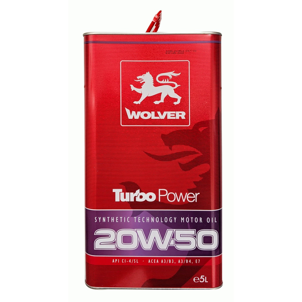 CAN 5L DẦU NHỚT Ô TÔ WOLVER POWER-TURBO 20W50 SL/ CI-4 ( MADE IN GERMANY )