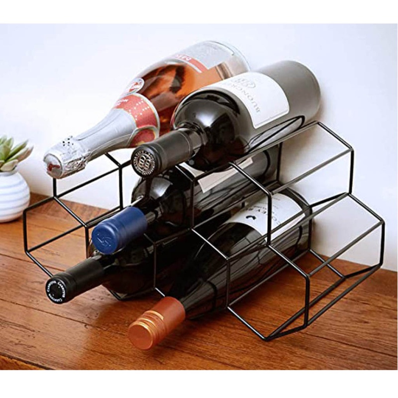 Giá Đỡ Chai Rượu Vang 9 Ngăn Hình Lục Giác Bằng Kim Loại