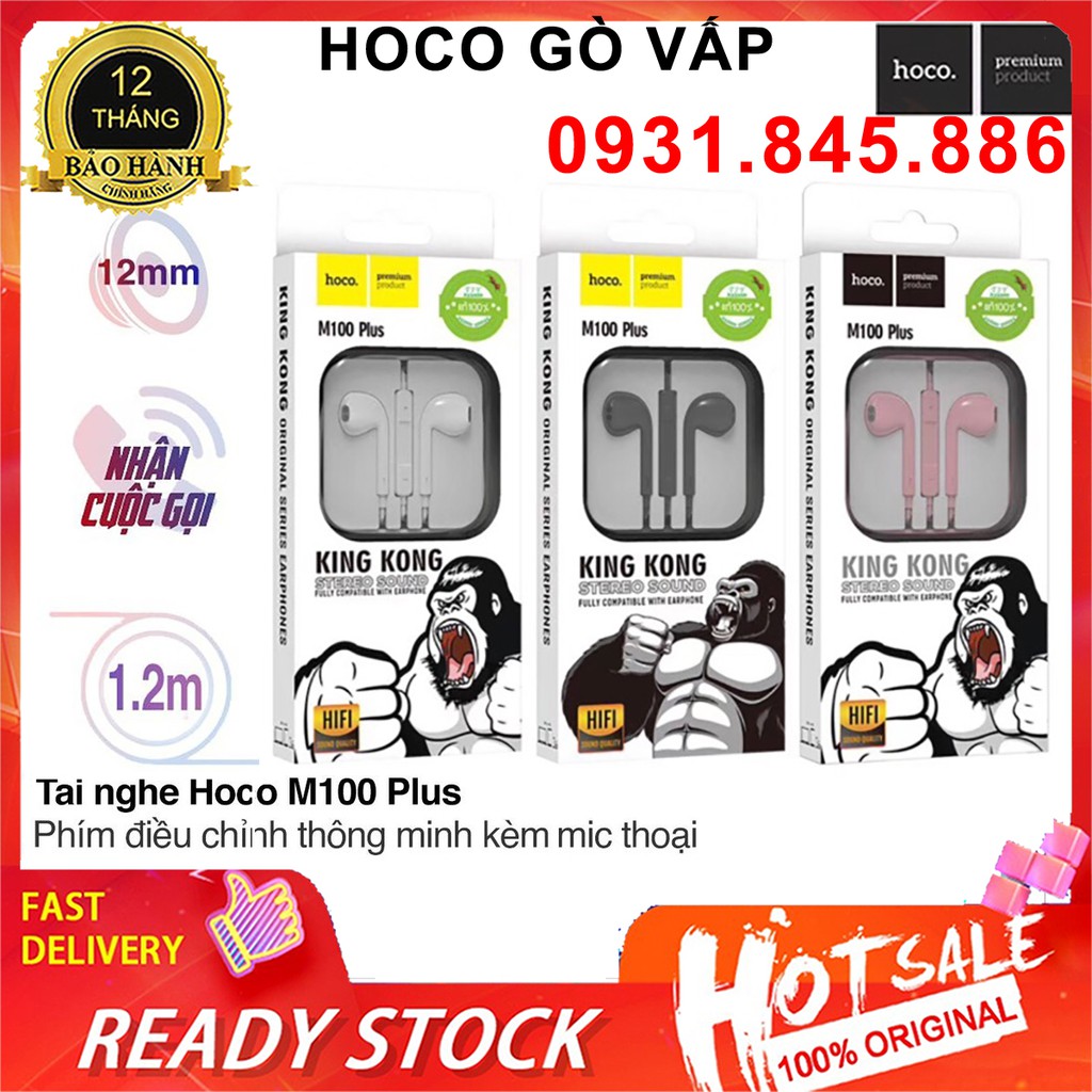 ⚡NowShip⚡ TAI NGHE ÂM THANH HAY HOCO M55 M100 Plus NHÉT TAI DÂY CÓ MIC JACK 3.5mm cho Điện Thoại IPhone Android