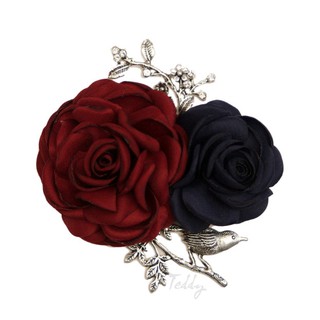 Cài áo, hoa cài áo hoa hồng lụa handmade RP042