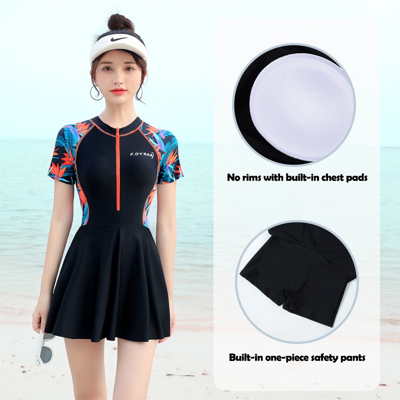 Youyou Bộ Đồ Bơi Một Mảnh Ôm Eo Che Bụng Bằng Vải Mau Khô Có Quần An Toàn Phổ Biến Nhất Dành Cho Bạn Nữ