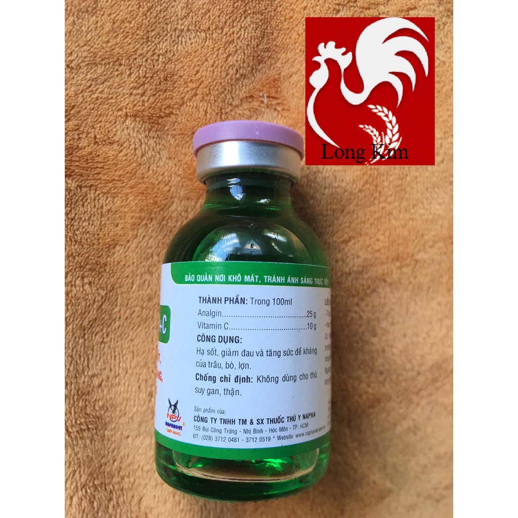 NP-Analgin C chai 20ml dùng cho vật nuôi gà đá, chó, mèo, trâu, bò, heo, dê, cừu