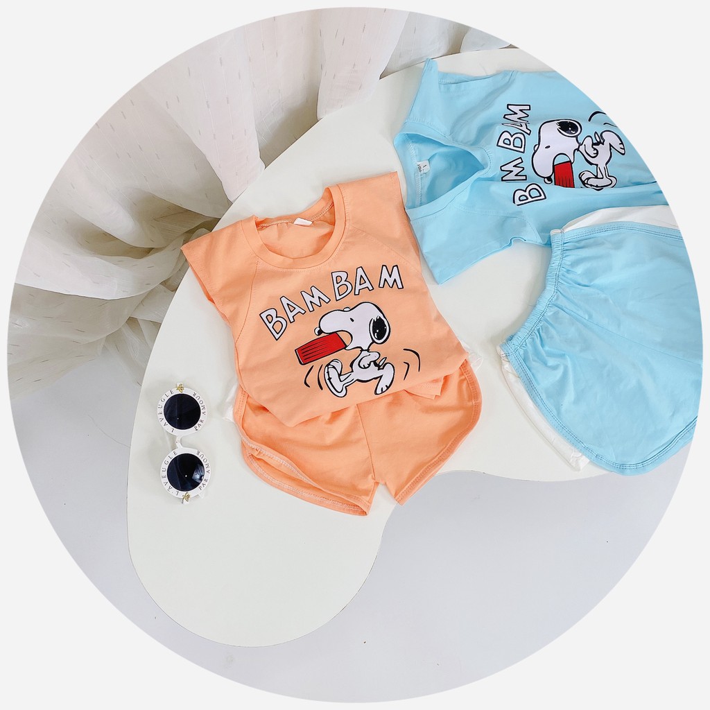 Bộ Quần Áo Trẻ Em 3 Lỗ Hình Snoopy BAM BAM Cho Bé Chất Liệu COTTON Cao Cấp Size Từ 10-20KG MÃ BL10