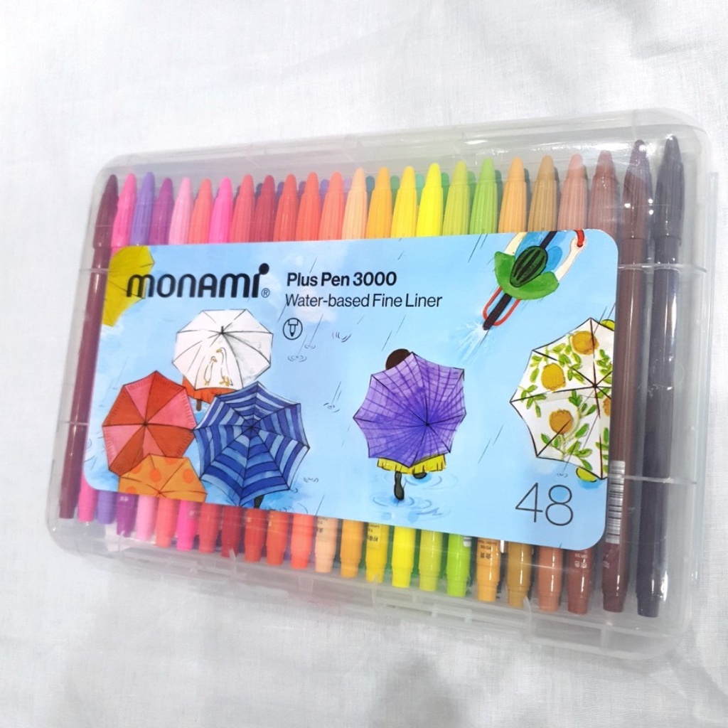 Bộ Bút 12/24/36/48 Màu Monami Plus Pen 3000 Kèm Hộp