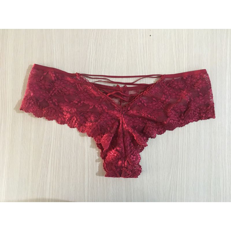 Quần lót nữ Victoria's Secret cheeky nửa mông không viền ren size L màu đỏ chính hãng