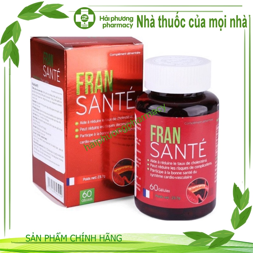 FRANSANTE - Giúp giảm mỡ máu, giảm nguy cơ mắc bệnh tim mạch, xuất huyết mạch máu não – Hộp 60 viên