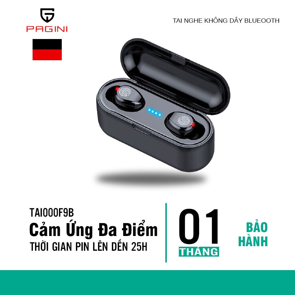 Tai nghe Bluetooth TAI000F9B Viet Nam F9 nút cảm ứng Bluetooth 5.0 Pin 280 giờ tích hợp sạc dự phòng