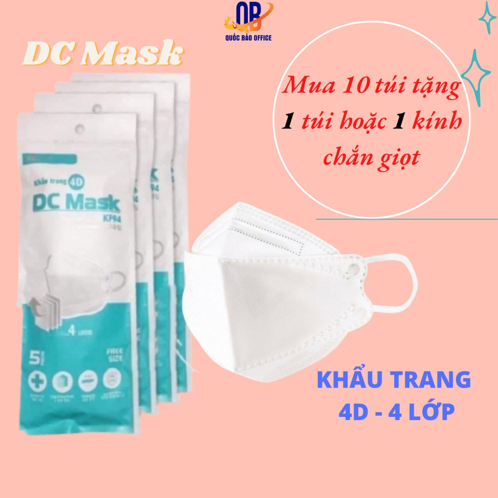 Khẩu Trang 4D Kháng Khuẩn DC Mask KF94 - Hàng Công Ty Chính Hãng - 5 chiếc/ túi