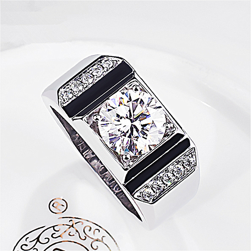 Nhẫn mạ bạc 925 đá zircon đá kim cương kiểu sang trọng cho nam