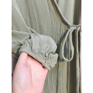 Đầm midi đũi đắp chéo cột dây eo