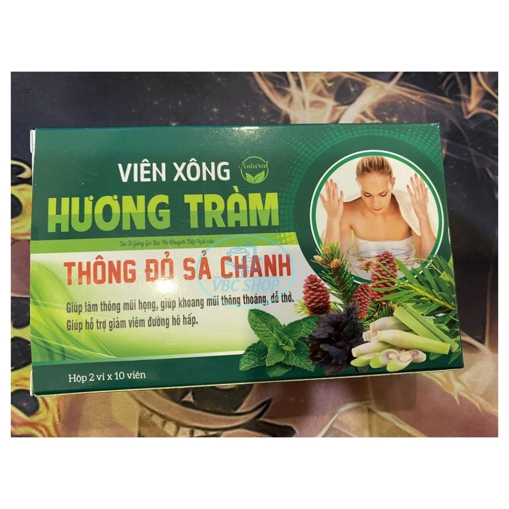 COMBO 10 HỘP Viên Xông Thảo Dược Thiên Nhiên Giải Cảm Cúm Hiệu Quả Tốt, Viên Xông Thảo Dược Natural Hương Tràm