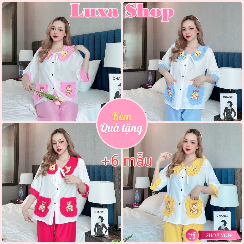 Đồ Ngủ Nữ, Set Đồ Bộ Pijama Kate Lụa Tay Lững Nhiều Màu Thấm Hút Tốt Freesize dưới 55kg TN06 - Luxa 