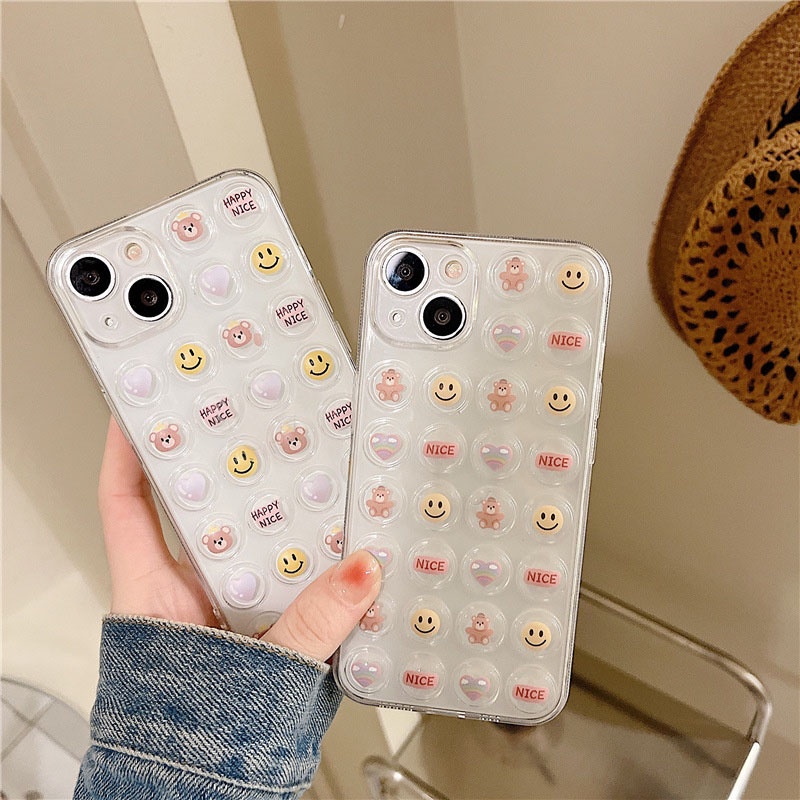 Ốp lưng iphone ốp Điện Thoại Trong Suốt Hình Mặt Cười / Bong Bóng Cho iPhone 14 13 12 11 PROMAX XS XR XSMAX SE2020 6 7 8PLUS