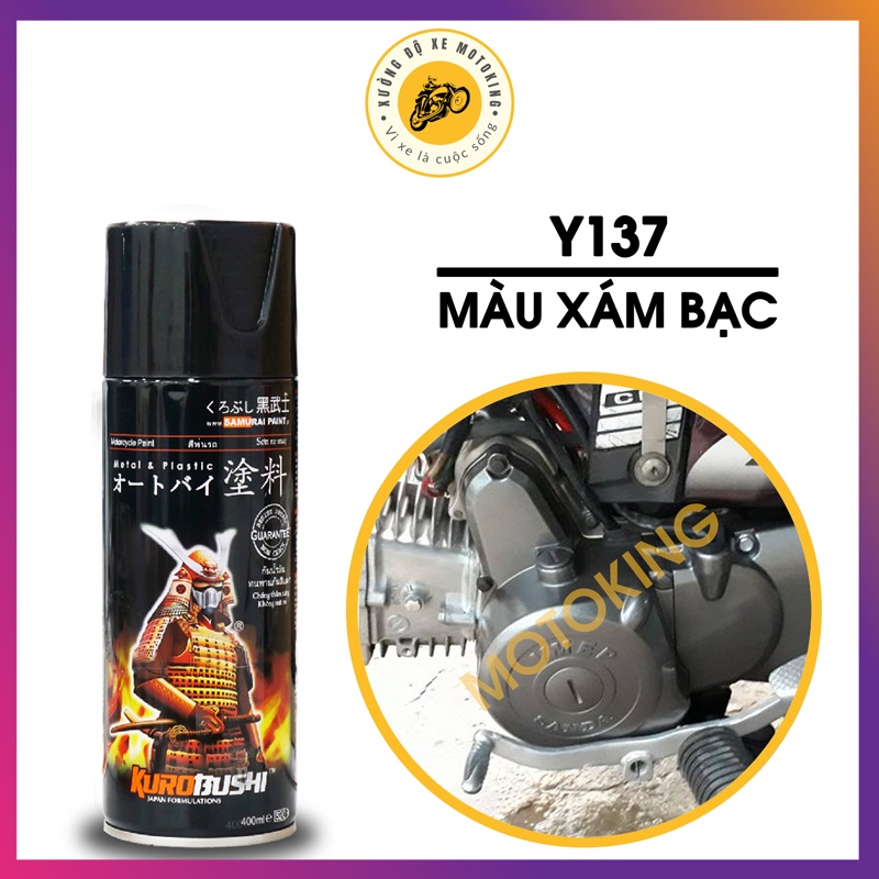 Combo Sơn xịt Samurai màu Xám Bạc Y137 loại 2k chuẩn quy trình độ bền màu 5 năm gồm 3 chai 2K04 - Y137 - 2K01