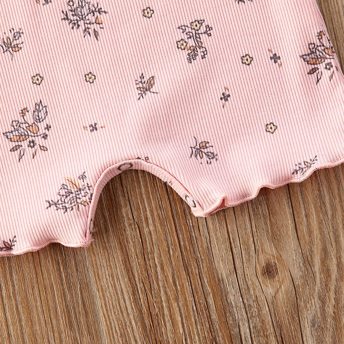 Áo liền quần cotton in hoa không tay cho em bé 0-18 tháng