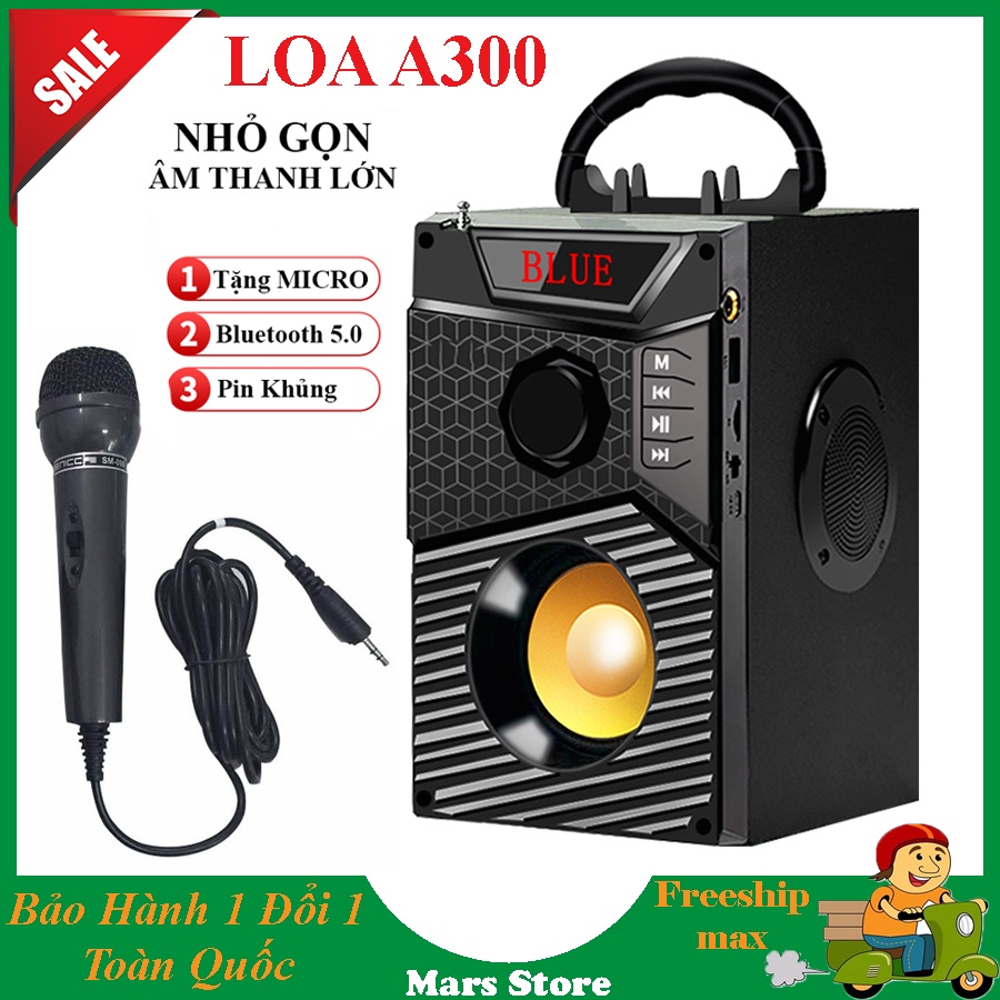 Loa Bluetooth Kèm Micro, Loa Hát Karaoke Kết Nối Điện Thoại, Loa Công Suất Lớn, Loa A300 Hozito Cao Cấp Version 2021