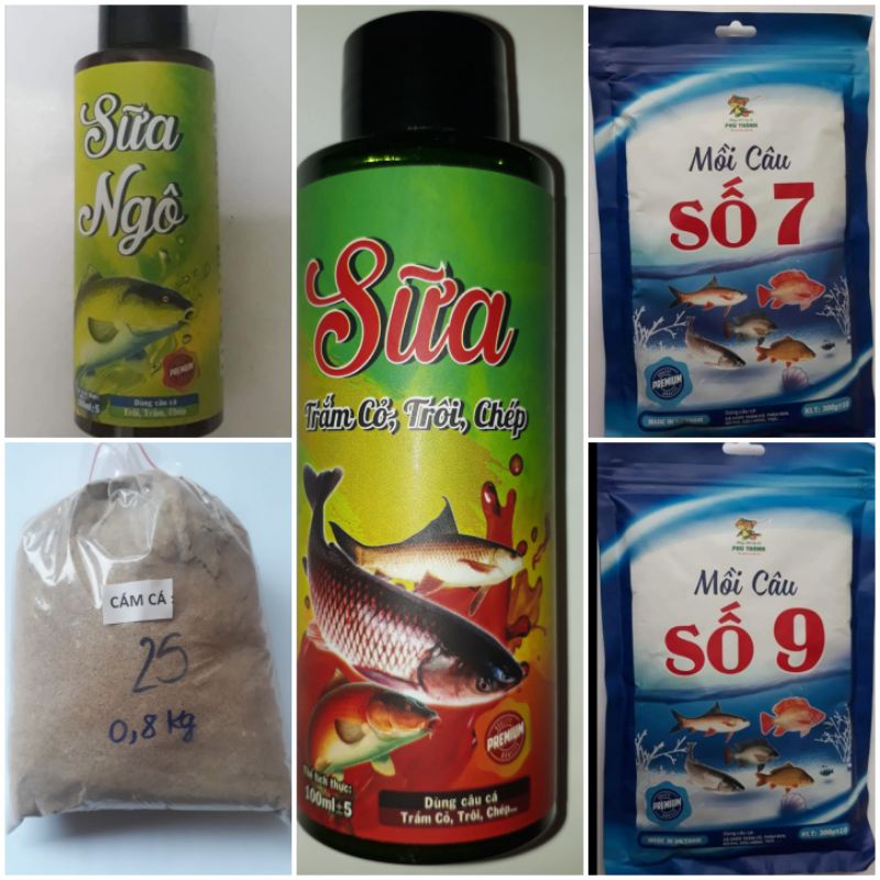 Combo(bài mồi huyền thoại) Số 7,9,Cám Cá,Tinh Mùi Sữa Ngô, Trắm _trôi _chép