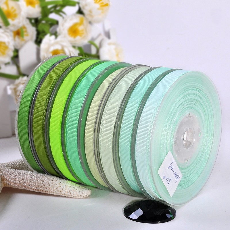 Ruy băng gân tông màu xanh lá 16mm phụ kiện thời trang phụ liệu nơ tóc đồ handmade dây thủ công gói quả trang trí#510-59