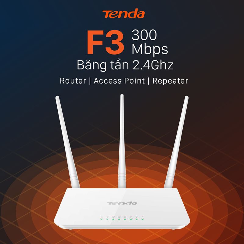 Bộ phát Wifi Tenda F3 Chuẩn N Tốc Độ 300Mbps - Bảo hành chính hãng 36 tháng