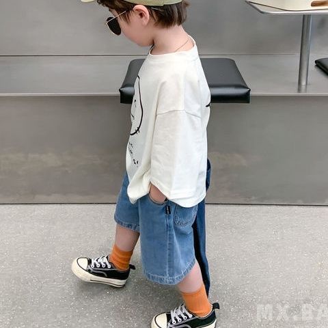 Áo Thun Cotton Tay Ngắn Cổ Tròn In Hình Mặt Cười Phong Cách Hàn Quốc Thời Trang Mùa Hè Mới Cho Bé Trai 0720