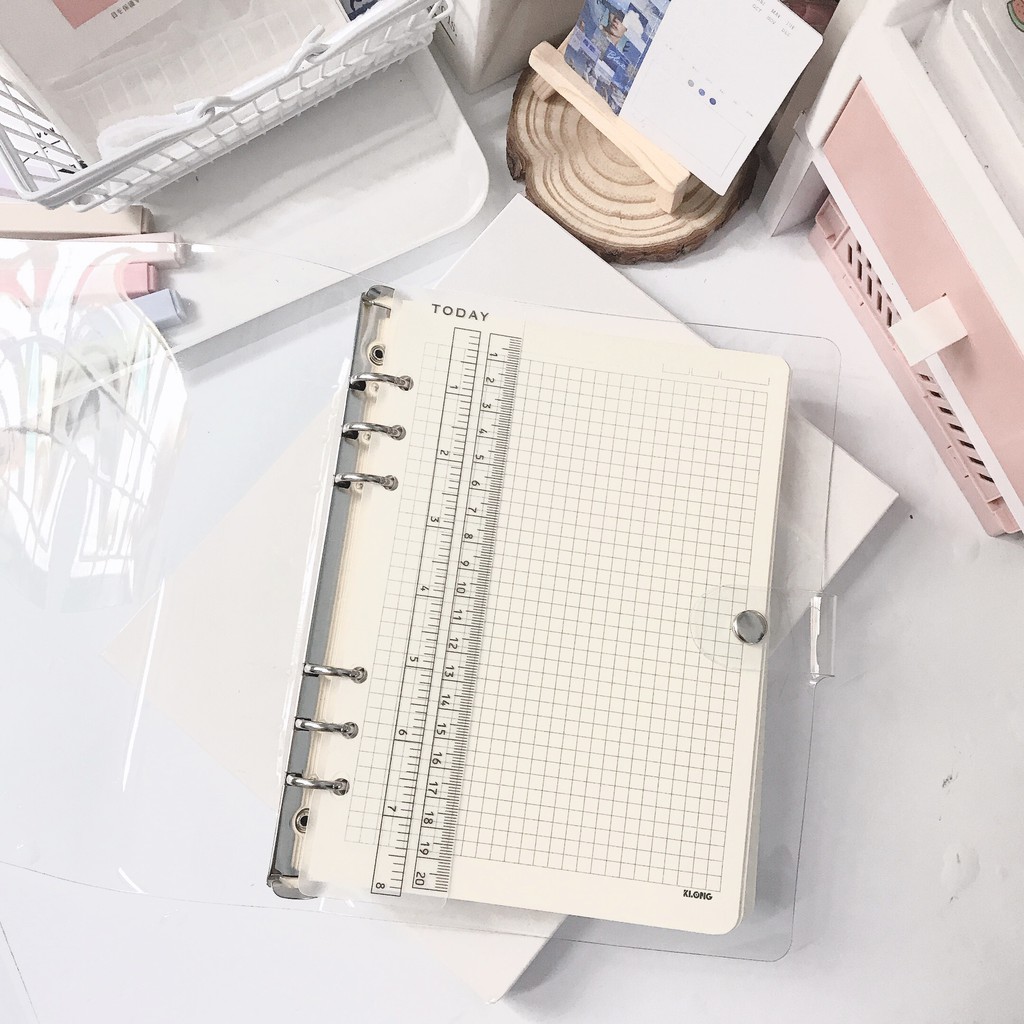 Binder Bìa Dẻo Cao Cấp Trong Suốt Size A5 Sẵn 200 Trang Giấy KLONG 120 GSM Cực Dày Sổ Bullet Journal Planner